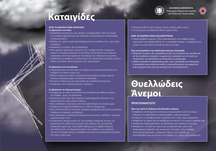 Οδηγίες της Πολιτικής Προστασίας για την επερχόμενη κακοκαιρία “Διομήδης”