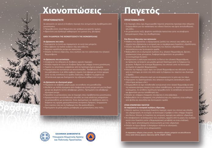 Συστάσεις της Πολιτικής Προστασίας για την κακοκαιρία “Φίλιππος”